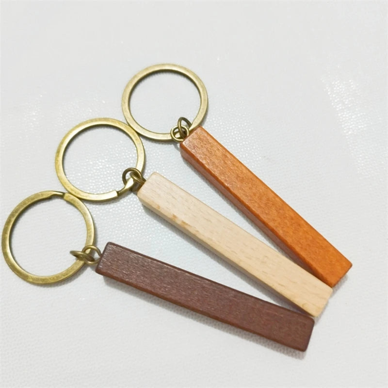Wood Keychain Blanks Wood Keyring Blanks Wood Blank Keychains Rectangle Wood Keychain Blank for Engraving DIY Crafts