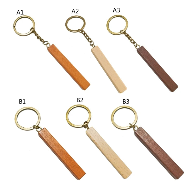 Wood Keychain Blanks Wood Keyring Blanks Wood Blank Keychains Rectangle Wood Keychain Blank for Engraving DIY Crafts
