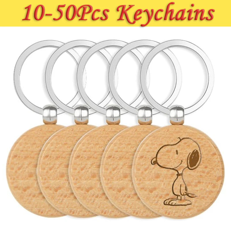 10-50Pcs Gift Wood Key Chain Wholesale Wood Keyrings Beech Keychain Wooden Keychain Wood Key Pendant Wood Key Ring