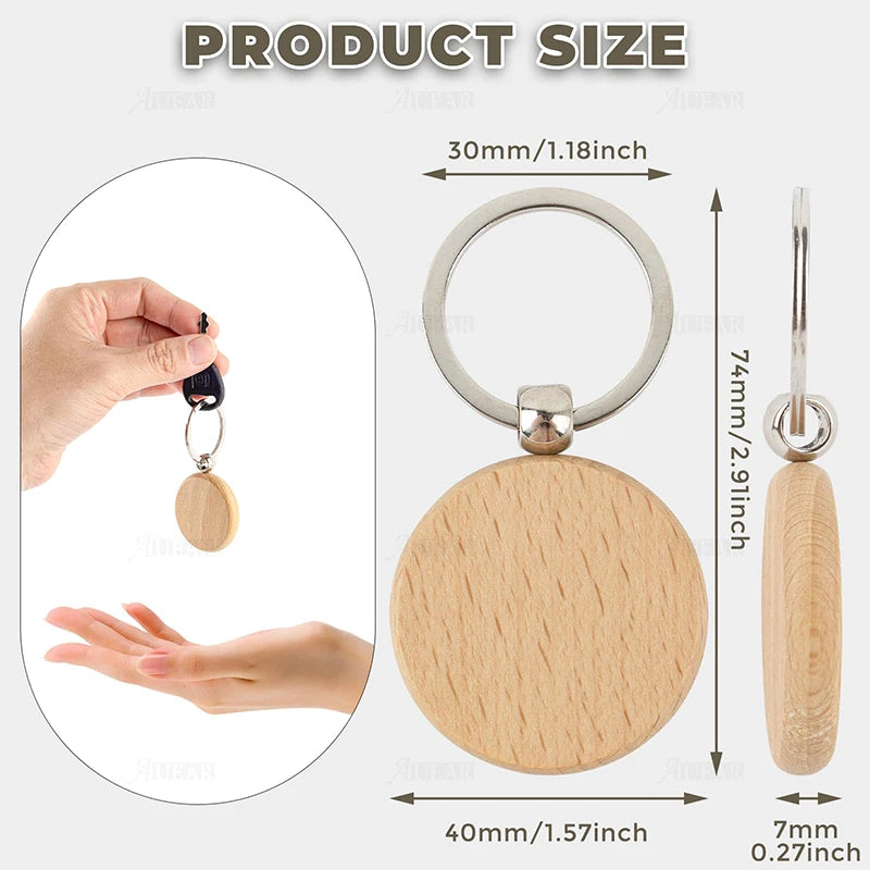10-50Pcs Gift Wood Key Chain Wholesale Wood Keyrings Beech Keychain Wooden Keychain Wood Key Pendant Wood Key Ring