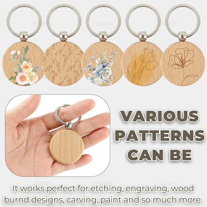 10-50Pcs Gift Wood Key Chain Wholesale Wood Keyrings Beech Keychain Wooden Keychain Wood Key Pendant Wood Key Ring